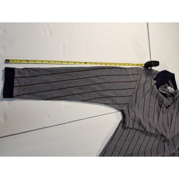 Mens Vintage Soprano Style Paradox MT/LT Navy Pin Stripe Long Sleeve Polo - Picture 8 of 8